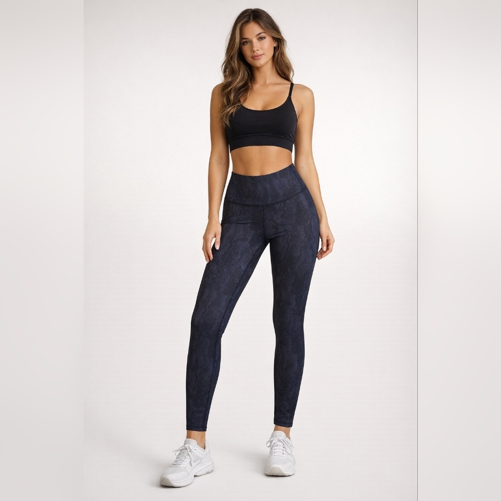 High-Waist Navy Textured Leggings Small Size